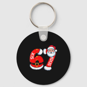 67 Six Seven 6 7 Meme Funny Santa Christmas Shirt  Key Ring