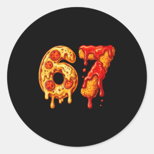67 Six Seven 6-7 Pizza & Chicken Nugget - Kids Classic Round Sticker
