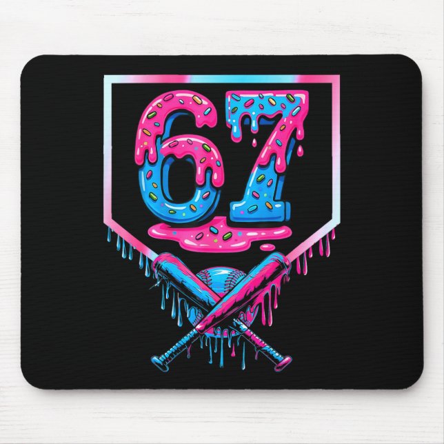 67 Six Seven Baseball Ice Cream Drip Cool Meme 67  Mouse Mat (Front)