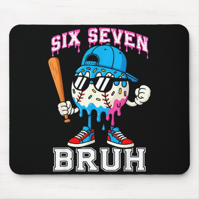 67 Six Seven Baseball Ice Cream Drip Number 67 Pla Mouse Mat (Front)