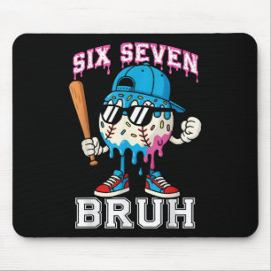 67 Six Seven Baseball Ice Cream Drip Number 67 Pla Mouse Mat