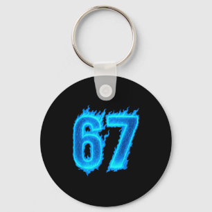 67 Six Seven Blue Flame Colorful Cool Funny 6 7 Me Key Ring