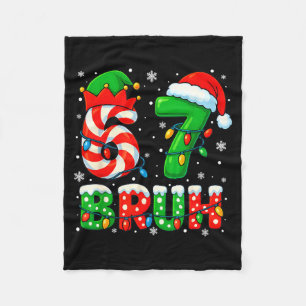 67 Six Seven Bruh 6 7 Meme Funny Christmas Santa E Fleece Blanket