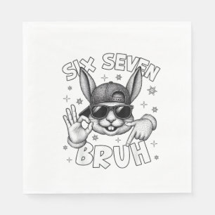 67 Six Seven Bruh Cute Bunny Face with Sunglasses  Napkin