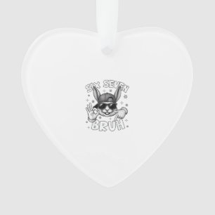 67 Six Seven Bruh Cute Bunny Face with Sunglasses  Ornament