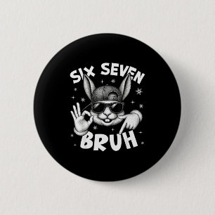 67 Six Seven Bruh Cute Bunny Face With Sungles Eas 6 Cm Round Badge