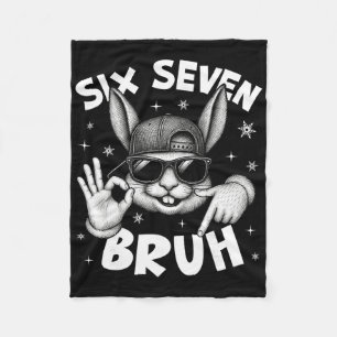 67 Six Seven Bruh Cute Bunny Face With Sungles Eas Fleece Blanket