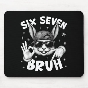 67 Six Seven Bruh Cute Bunny Face With Sungles Eas Mouse Mat