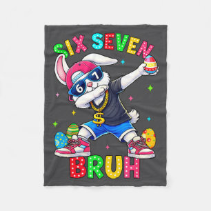 67 Six Seven Bruh Dabbing Bunny With Sungles Easte Fleece Blanket