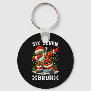 67 Six Seven Bruh Funny Christmas Dabbing Santa 6  Key Ring