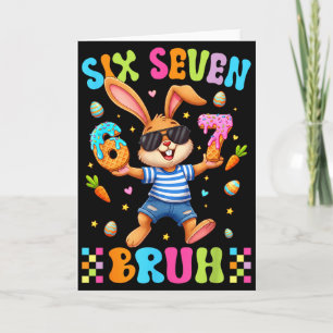 67 Six Seven Bruh Ice Cream Drip Cute Bunny Easter Card