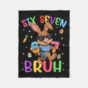 67 six seven bruh ice cream drip cute bunny easter fleece blanket