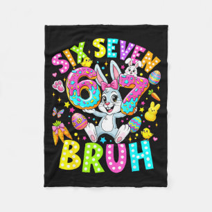 67 six seven bruh meme cute rabbit bunny easter da fleece blanket