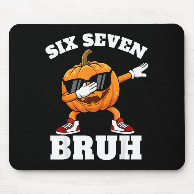 67 Six Seven Bruh Pumpkin Dab Meme Funny Halloween Mouse Mat (Front)