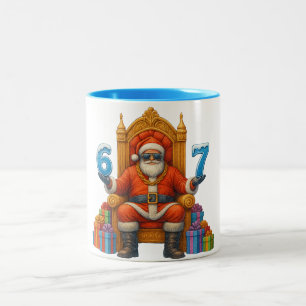 67 Six Seven Bruh Santa Custom - Personalised Name Two-Tone Coffee Mug
