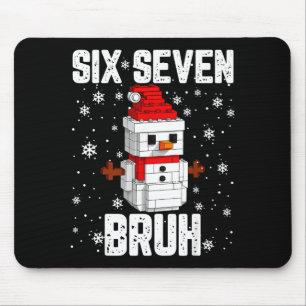 67 Six Seven Bruh Snowman Building Blocks Christma Mouse Mat