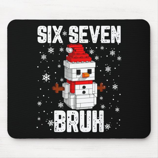 67 Six Seven Bruh Snowman Building Blocks Christma Mouse Mat (Front)