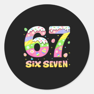 67 Six Seven Bunny Rabbit For Girls Kids Boys Teac Classic Round Sticker