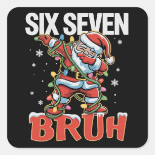 67 Six Seven Burh Santa Dab Christmas 6 7 Meme Square Sticker