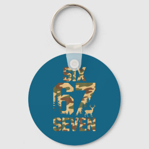 67 Six Seven Camo Deer Buck Meme Funny Hunting Out Key Ring