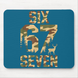 67 Six Seven Camo Deer Buck Meme Funny Hunting Out Mouse Mat
