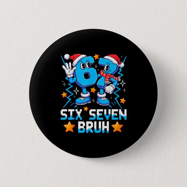 67 Six Seven Christmas Bruh Funny Italian Brainrot 6 Cm Round Badge (Front)