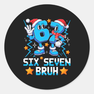 67 Six Seven Christmas Bruh Funny Italian Brainrot Classic Round Sticker