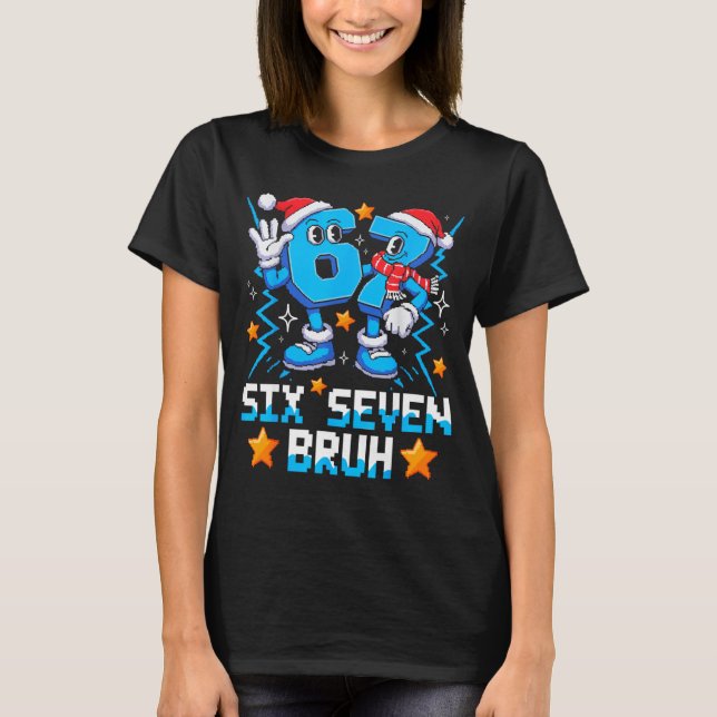 67 Six Seven Christmas Bruh Funny Italian Brainrot T-Shirt (Front)