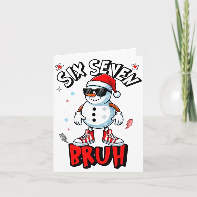 67 Six Seven Christmas Bruh Snowman Funny Kids Boy Card (Front)