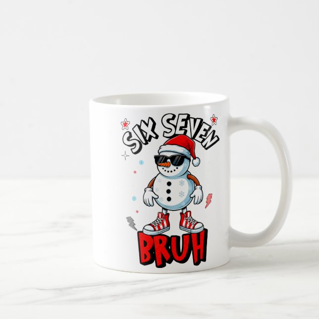 67 Six Seven Christmas Bruh Snowman Funny Kids Boy Coffee Mug (Right)