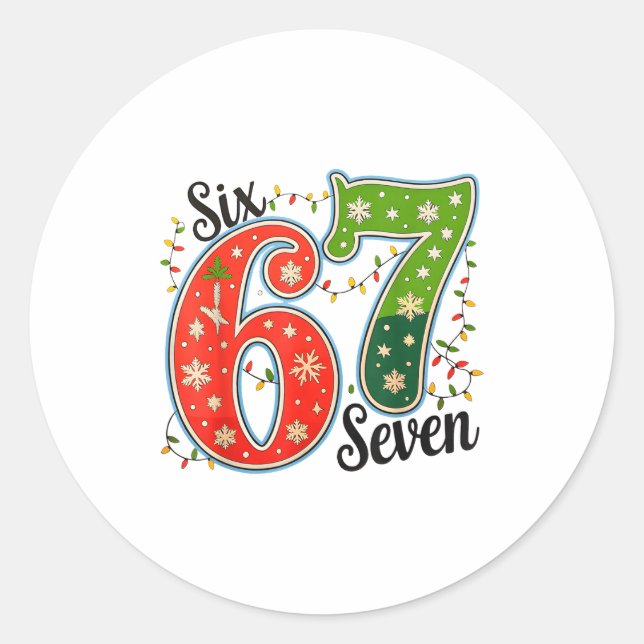 67 Six Seven Christmas Funny Meme 67 Couples Chris Classic Round Sticker (Front)