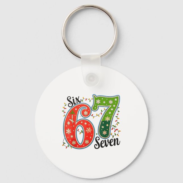 67 Six Seven Christmas Funny Meme 67 Couples Chris Key Ring (Front)
