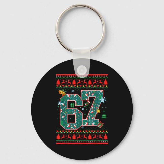 67 Six Seven Christmas Funny Meme Hand 67 Couples  Key Ring (Front)