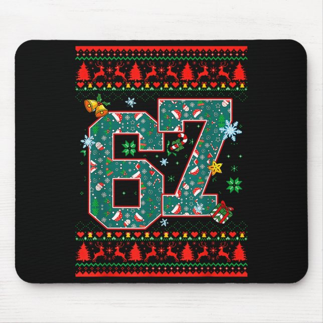 67 Six Seven Christmas Funny Meme Hand 67 Couples  Mouse Mat (Front)