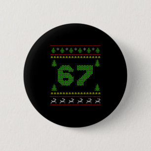 67 Six Seven Christmas Knitting 67 Ugly Christmas 6 Cm Round Badge