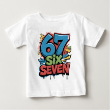 67 Six Seven Colorful Pop Art Graphic Tee for Fun 