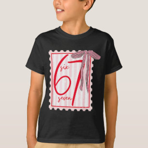 67 Six Seven Coquette Nk Bow Funny 6 7 Meme Girls T-Shirt