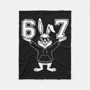 67 six seven cute bunny rabbit with sunglasses fleece blanket