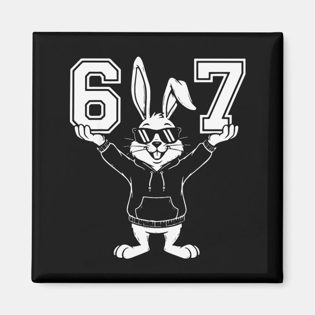 67 six seven cute bunny rabbit with sunglasses magnet (Front)