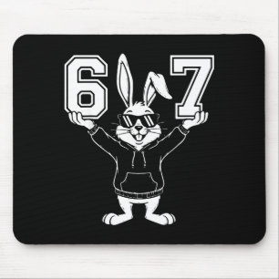 67 six seven cute bunny rabbit with sunglasses mouse mat