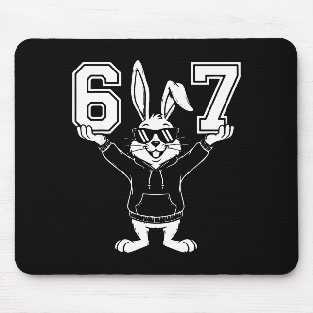 67 six seven cute bunny rabbit with sunglasses mouse mat (Front)