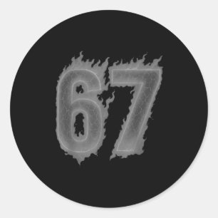67 Six Seven Dark Flames Colorful Cool Funny 6 7 M Classic Round Sticker