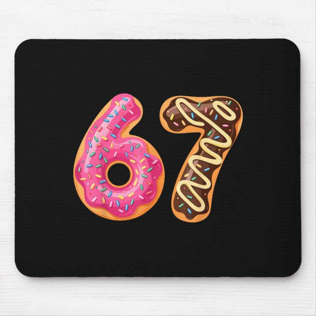 67 Six Seven Donut Meme Funny Sweet Sprinkles  Mouse Mat (Front)