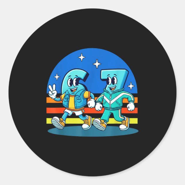 67 Six Seven Fun Meme Funny Design Kids School  Classic Round Sticker (Front)