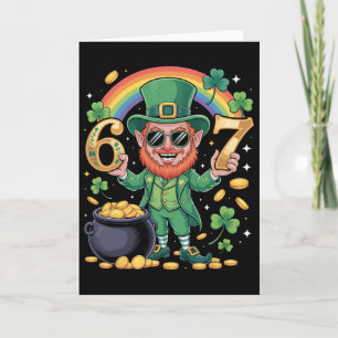 67 Six Seven Funny 6 7 Meme St Patricks Day Leprec Card