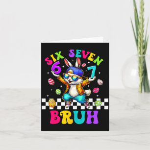 67 six seven funny bunny sunglasses rabbit happy card
