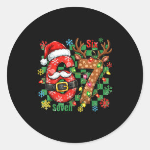 67 Six Seven Funny Christmas 6 7 Meme Joke Boys Gi Classic Round Sticker
