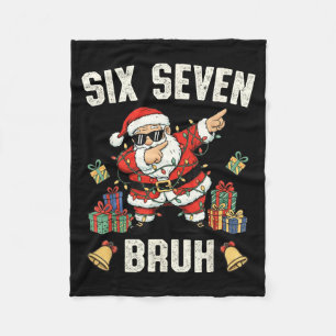 67 Six Seven Funny Christmas 6 7 Meme Santa Dabbin Fleece Blanket