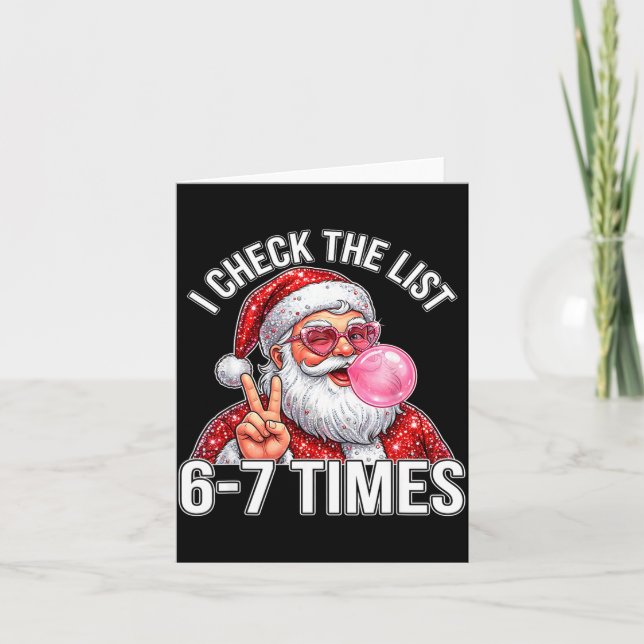 67 Six Seven Funny Christmas 6 7 Santa Meme Men Wo Card (Front)