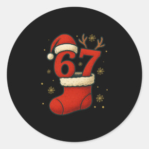 67 Six Seven Funny Gen Alpha Meme Christmas 2025  Classic Round Sticker
